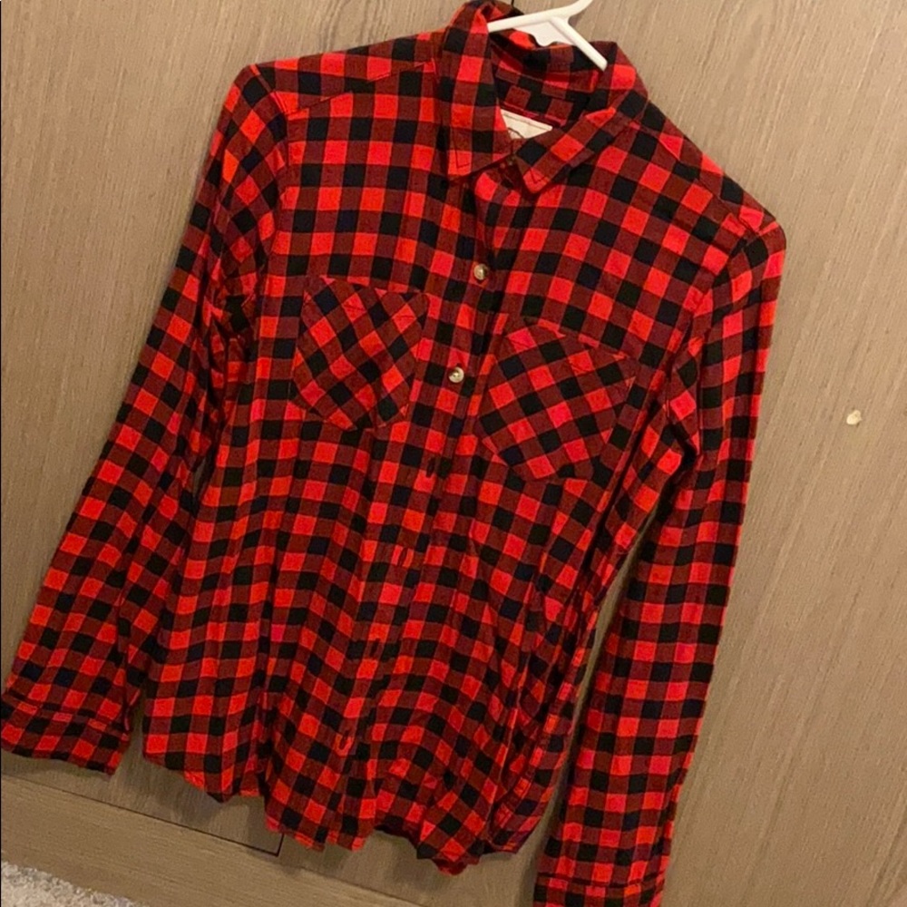 Red and black flannel button down